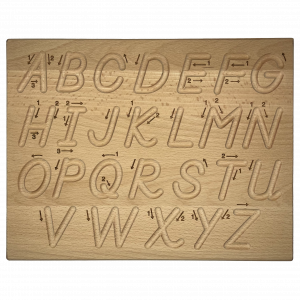 ABC Brett in einfacher Schrift mit Pfeilen